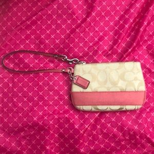 Coach wristlet, light brown and light orange